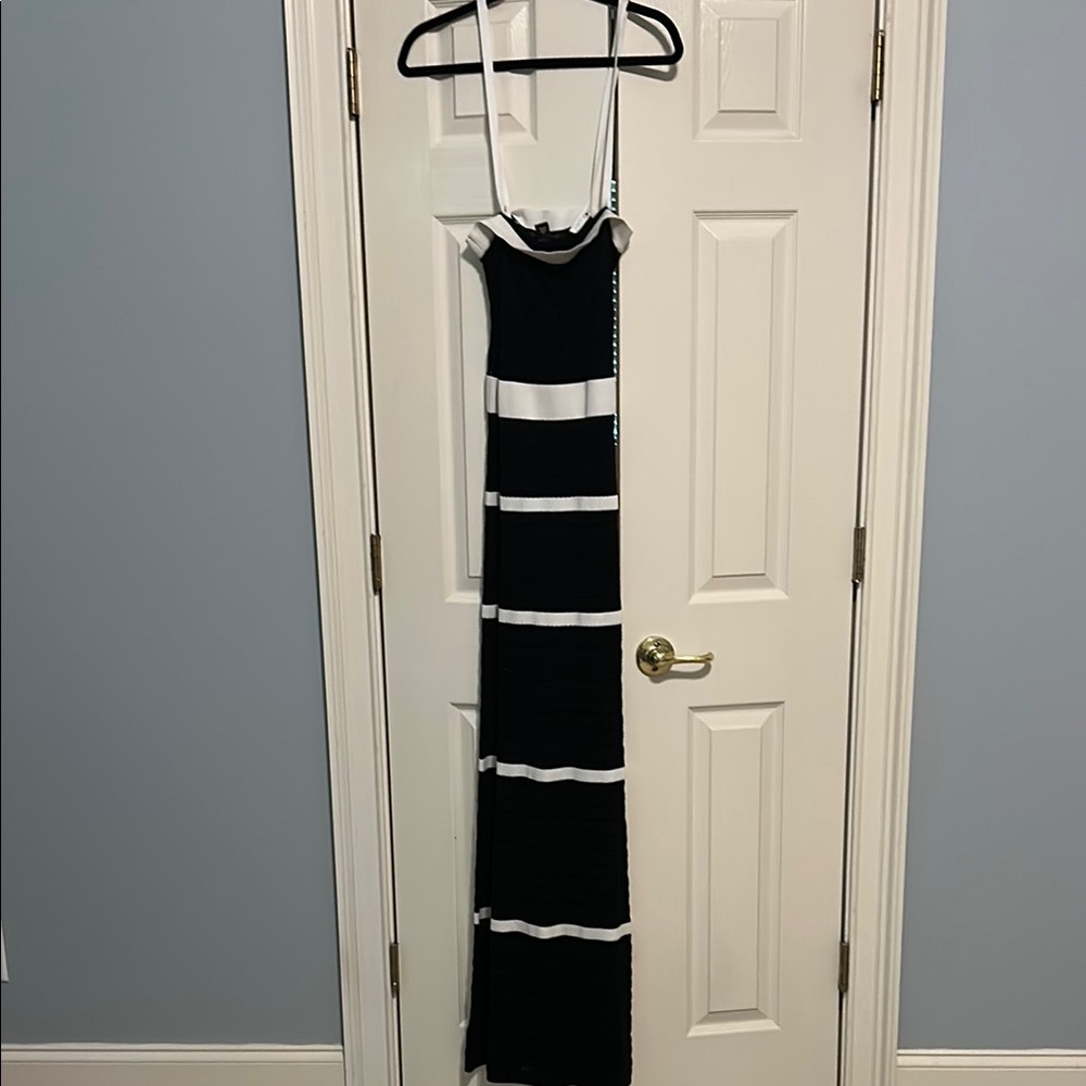 Victoria's Secret Black and White Spaghetti Strap Maxi Dress